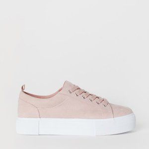 Platform sneakers - Powder pink/faux suede EUC